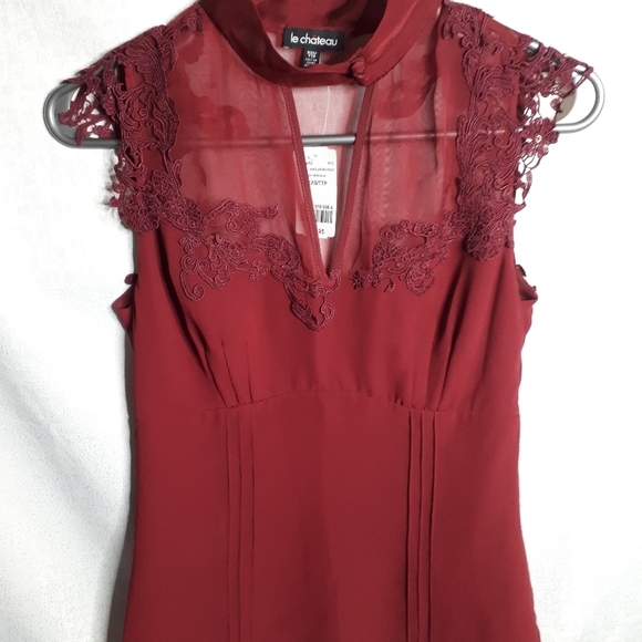 Le Chateau Blouse Burgandy Size Xxs - Picture 4 of 8